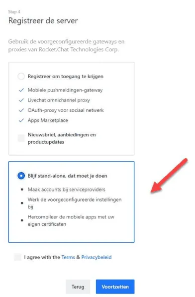Rocket.Chat communication platform setup screenshot