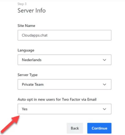 Rocket.Chat communication platform setup screenshot