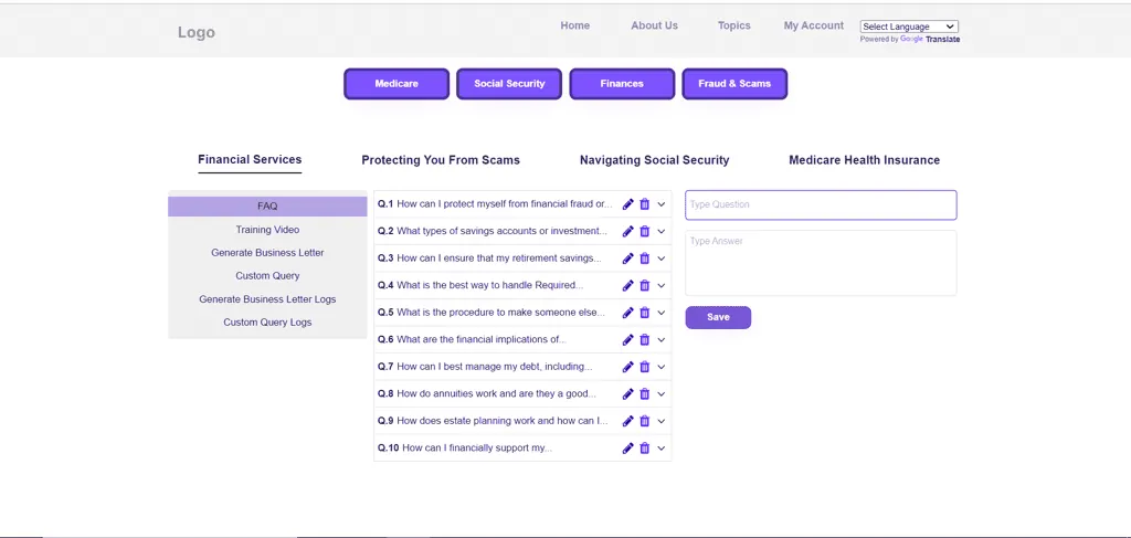 Informational Bubble.io website with AI chat