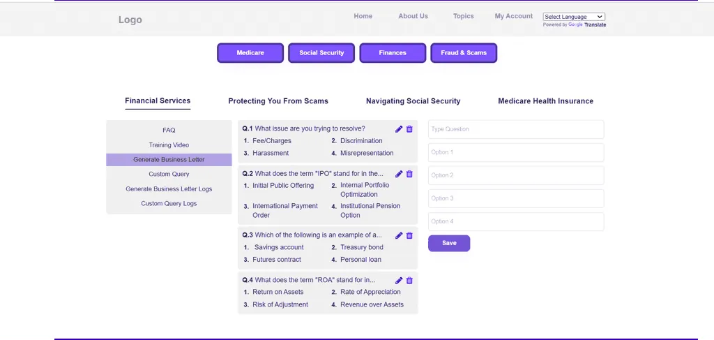 Informational Bubble.io website home page