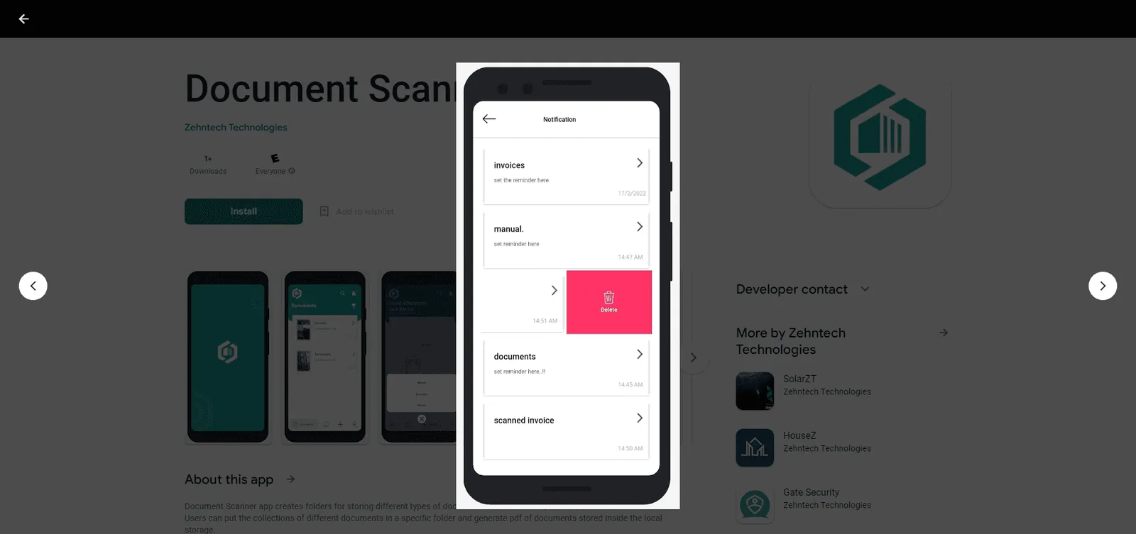Flutter document scanner app screen with PDF options