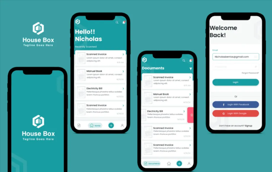 HouseBox Flutter mobile app document screen
