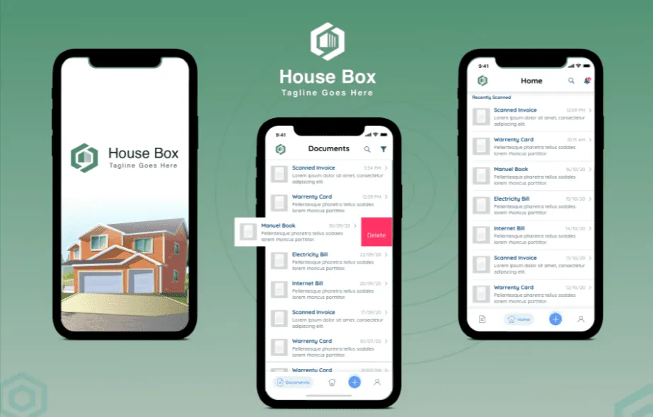 HouseBox Flutter mobile app scanned documents