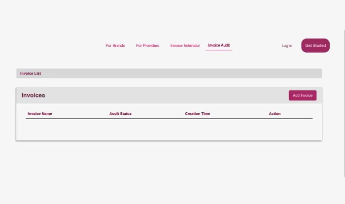 WordPress to Webflow migration invoice audit screen