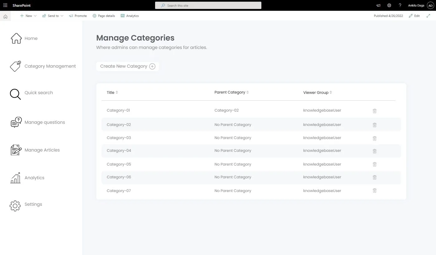 Knowledge Hub SharePoint webpart screenshot