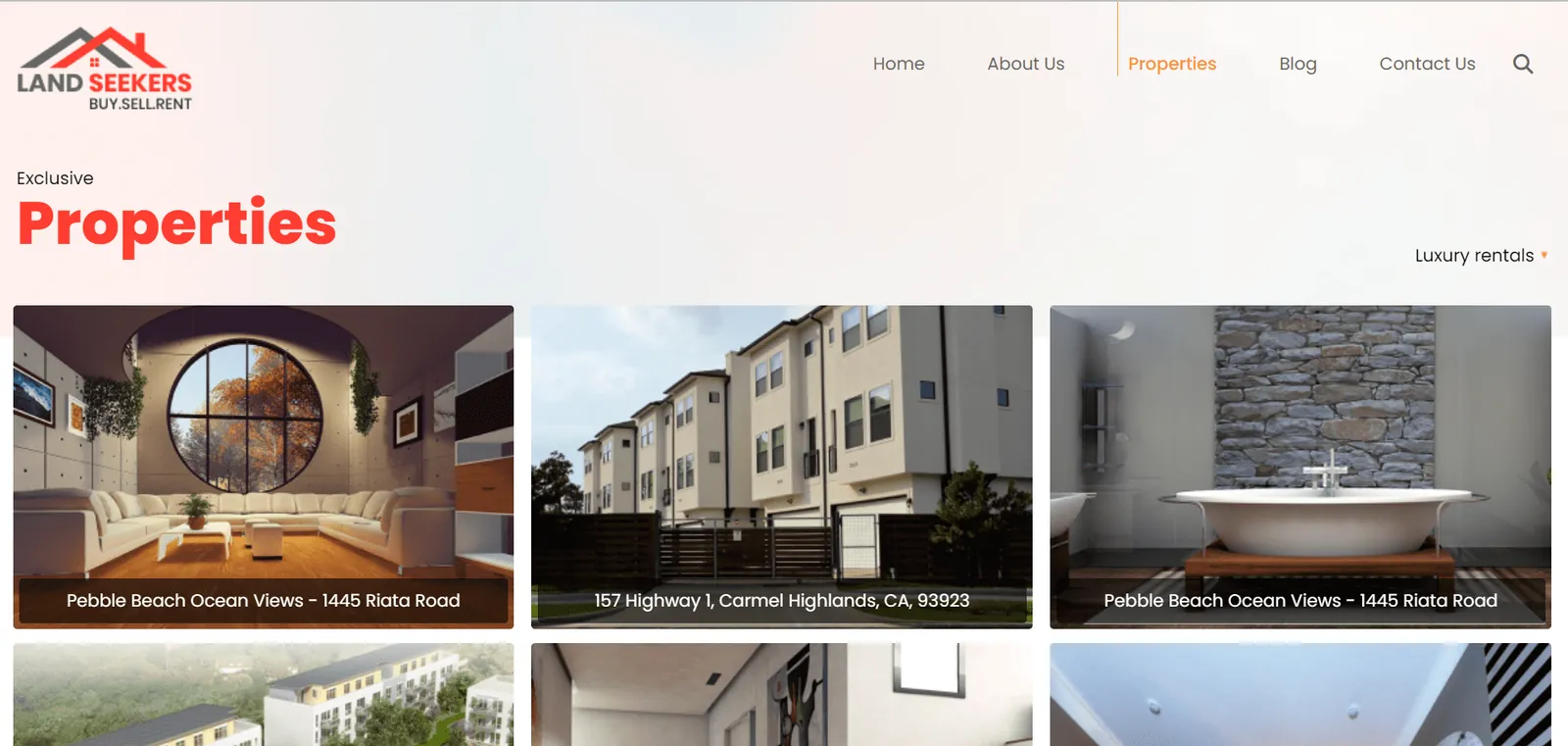 Land Seekers Webflow website home page