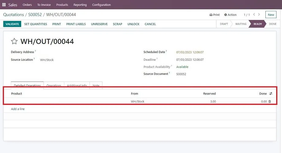 Odoo furniture manufacturer inventory screen
