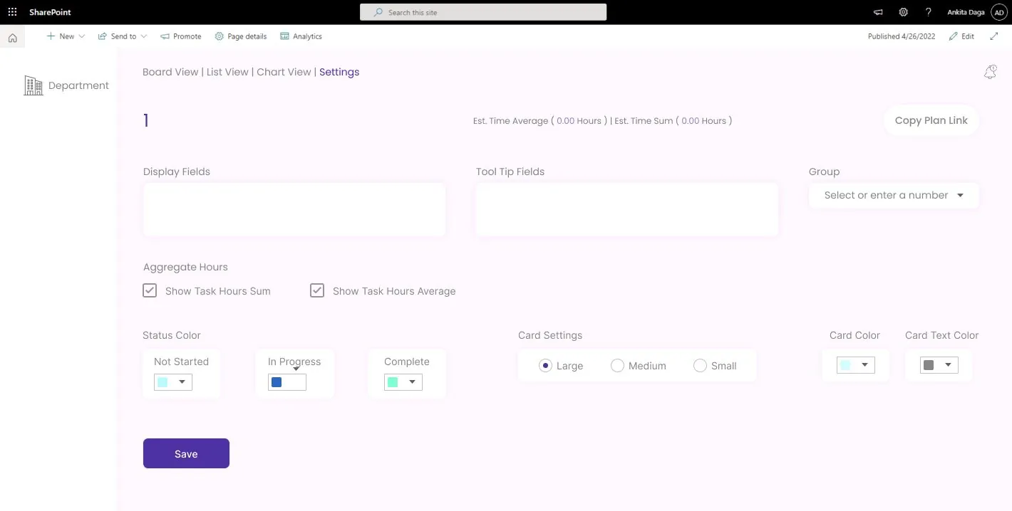 Planner Board SharePoint webpart list view