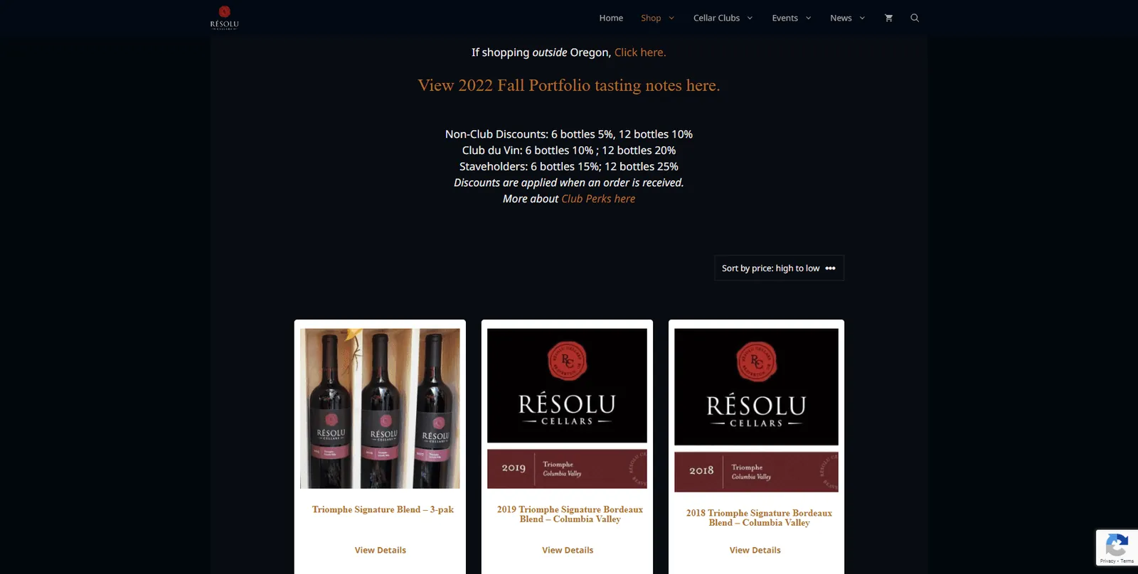 WordPress ecommerce wine website home page