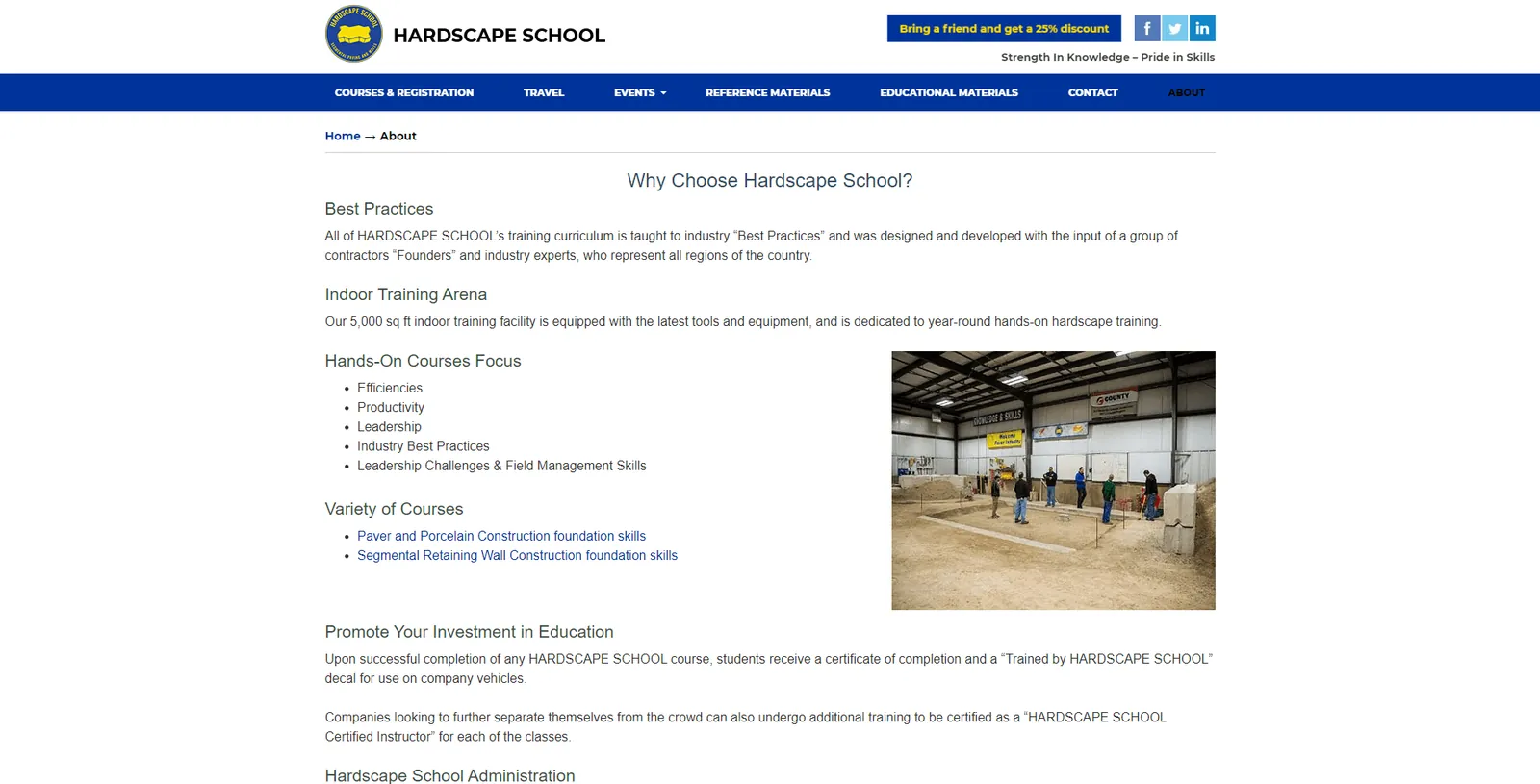 Hardscape School WordPress events calendar