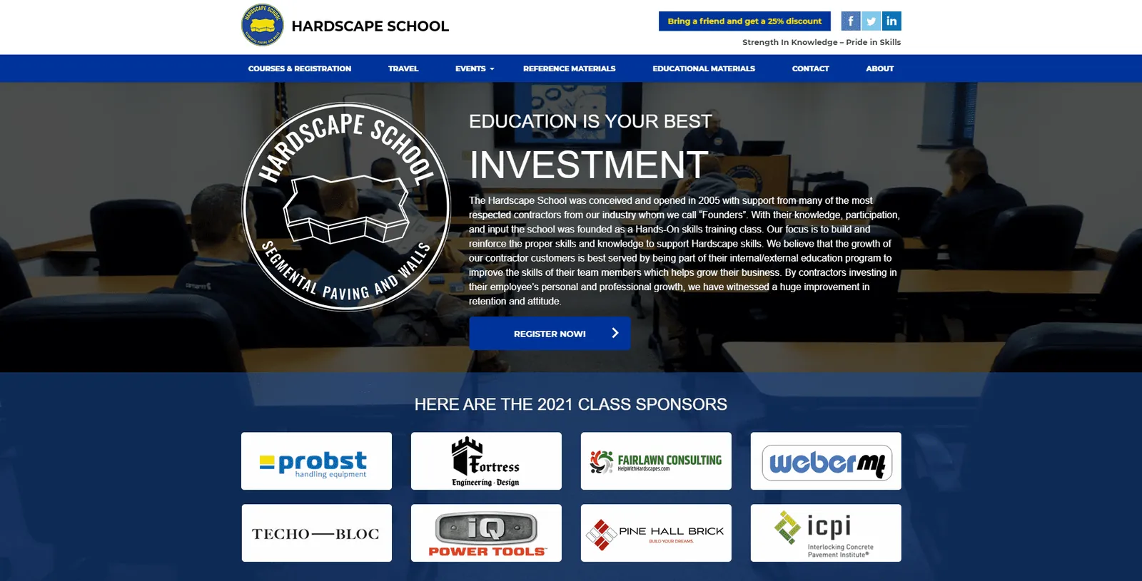 Hardscape School WordPress homepage