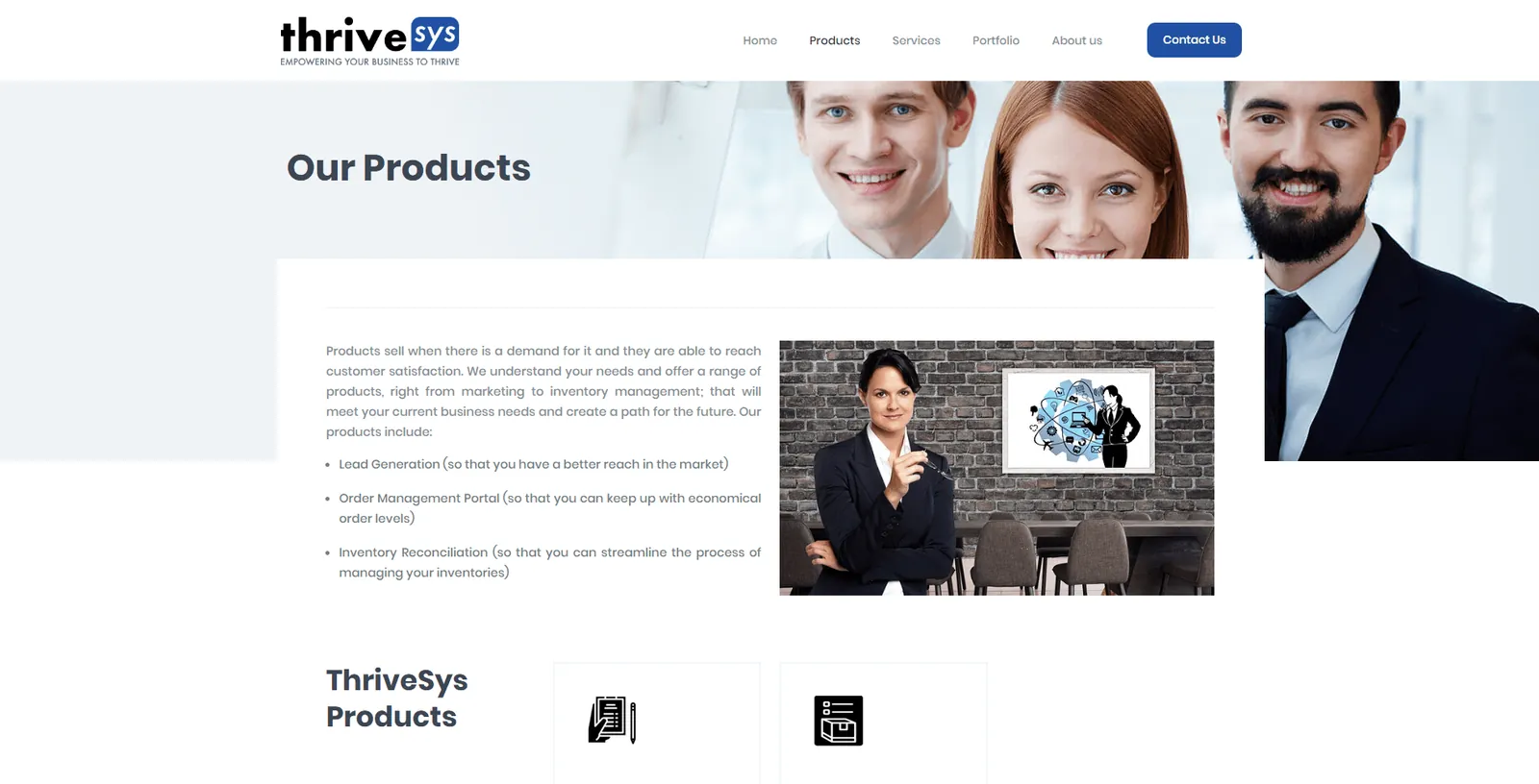 Thrivesys website redesign inner page