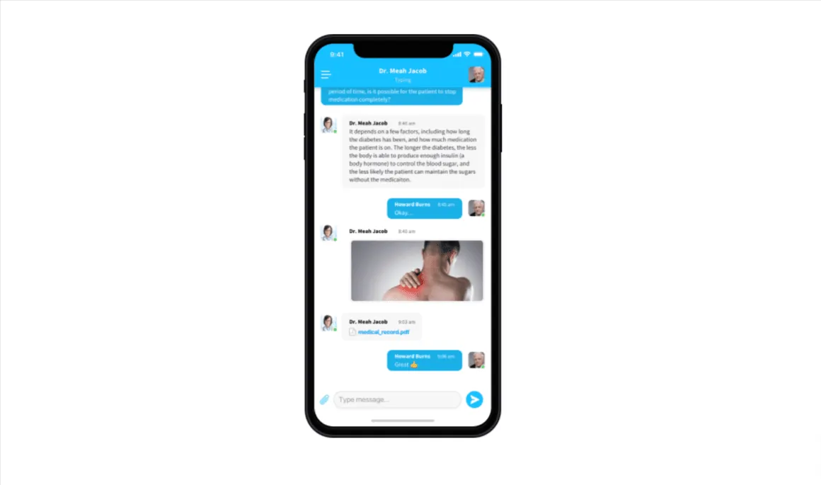 Virtual healthcare Flutter app chat screen