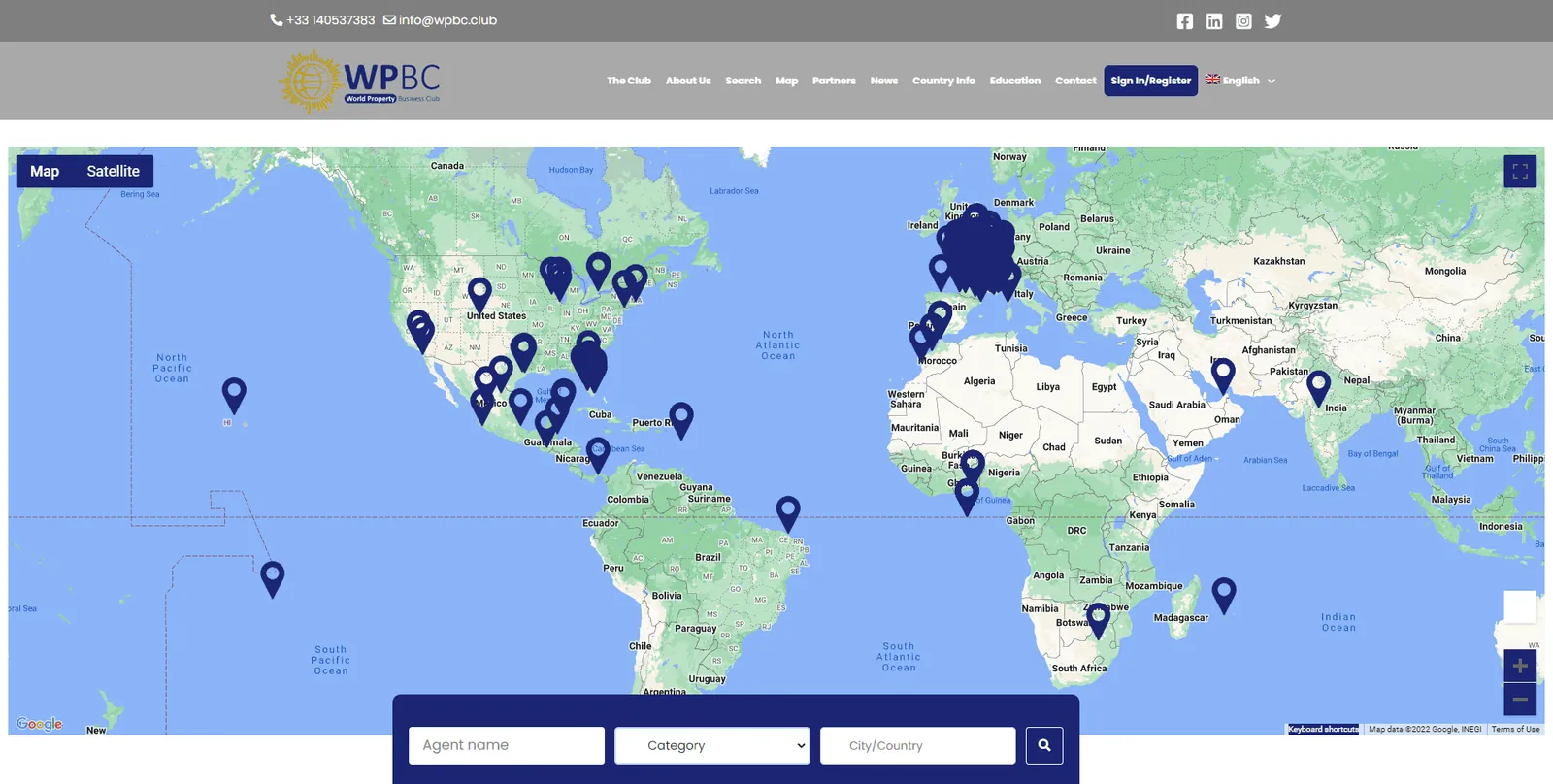 WordPress multilingual website agent map search