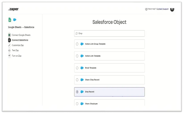 Zapier step 10 screenshot