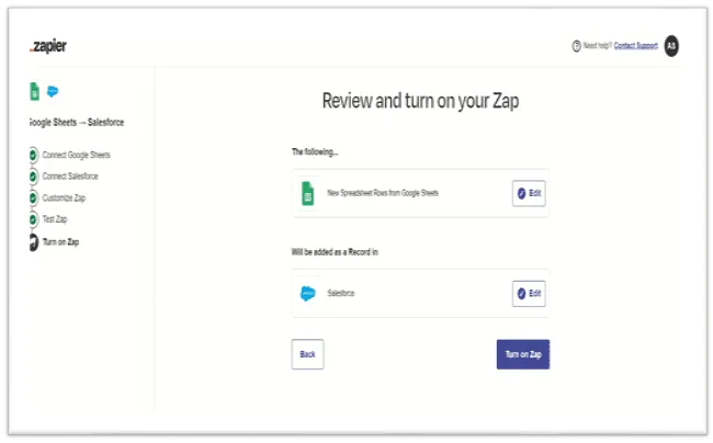 Salesforce integration with Zapier, step 15