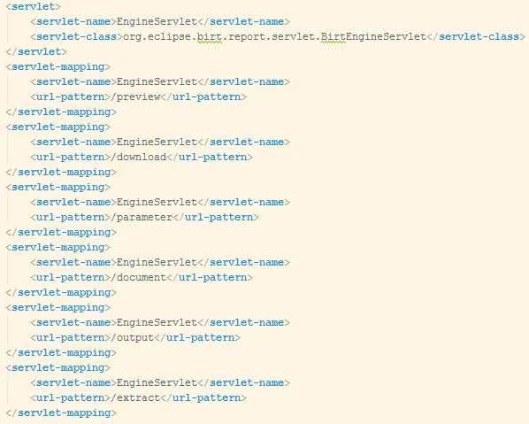 Integrate BIRT web.xml configuration, screenshot 11