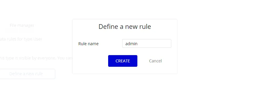 Define a new rule popup