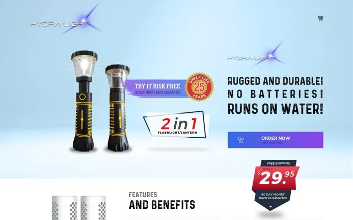 Buyhydralight Shopify website home page
