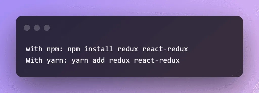 Install Redux to test programs with Redux in React