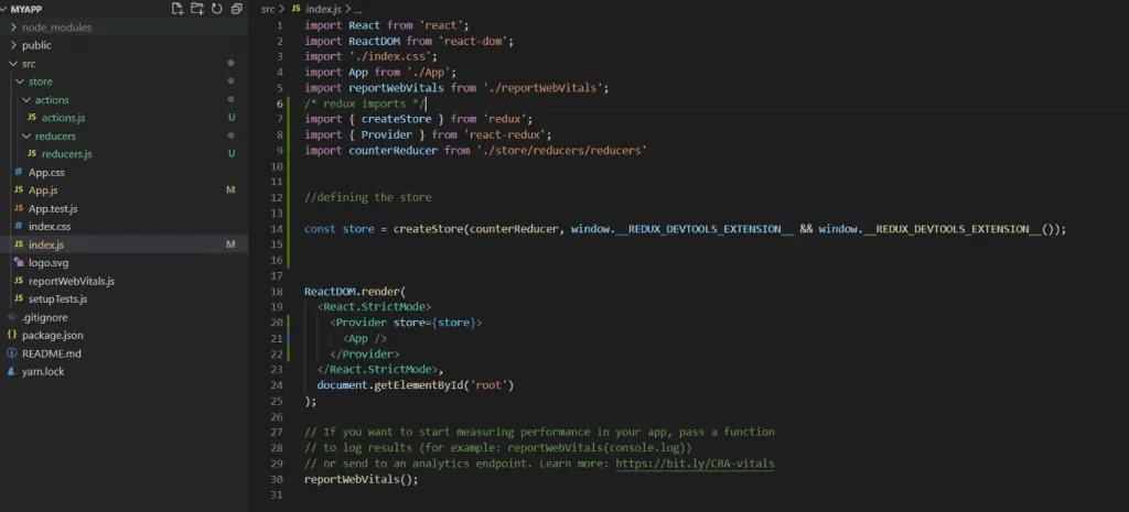 Store setup code to test programs with Redux