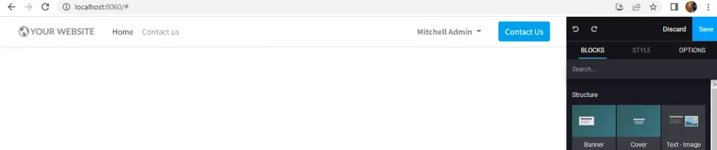 Layout options of the Odoo website builder