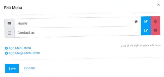 Edit header menus to build a responsive website with Odoo