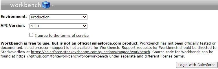 Connect Workbench with Salesforce login page