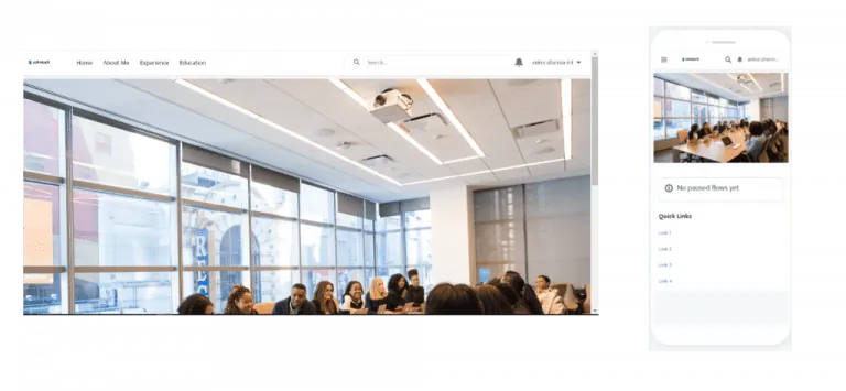 Mobile view of a website on Salesforce