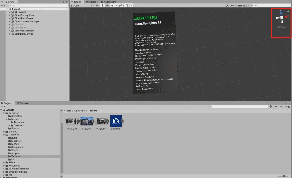 Augmented reality mobile app view in Unity