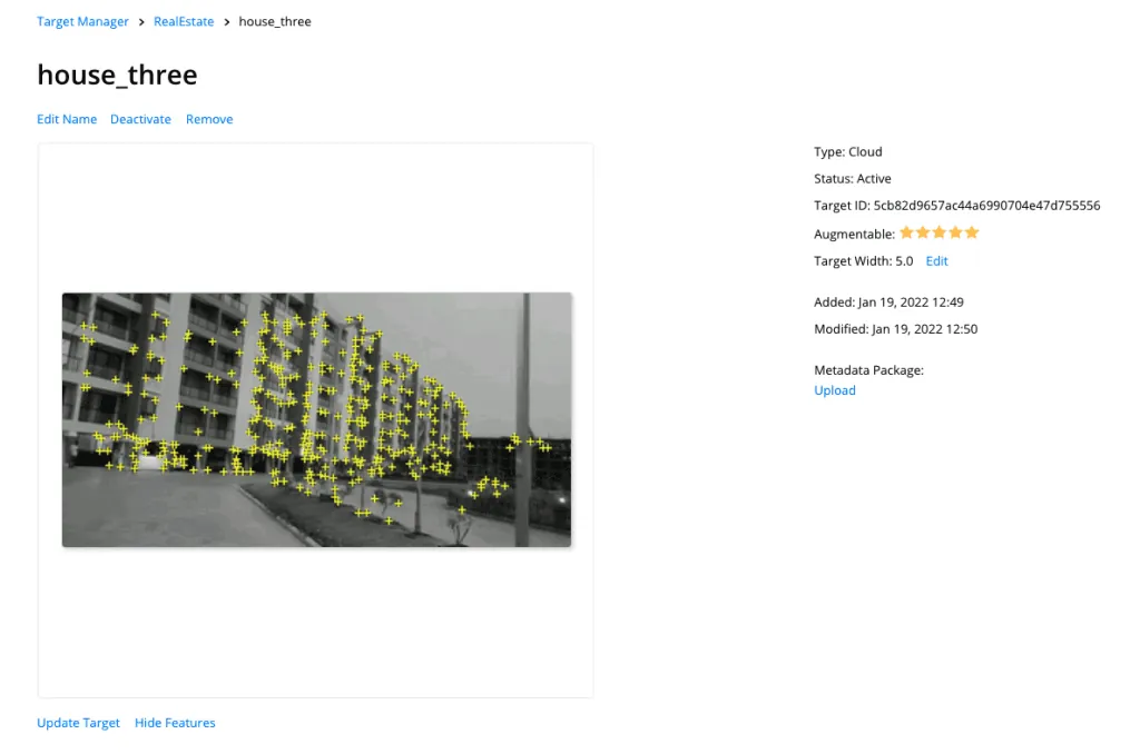 Augmented reality mobile app target in Vuforia